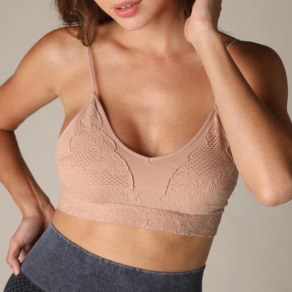 SOLD OUT Iced Latte Lace Embroidered V Neck Bralette - Picture 2 of 5